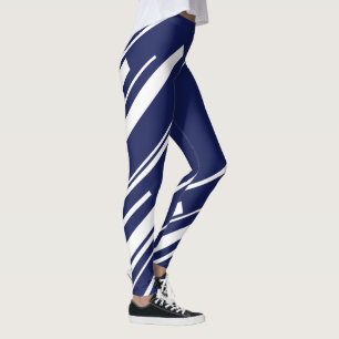 Diagonals - Blue and White Leggings