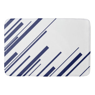 Diagonals in Blue and White Bath Mat