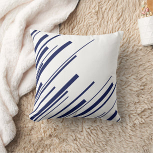Diagonals in Blue and White Cushion