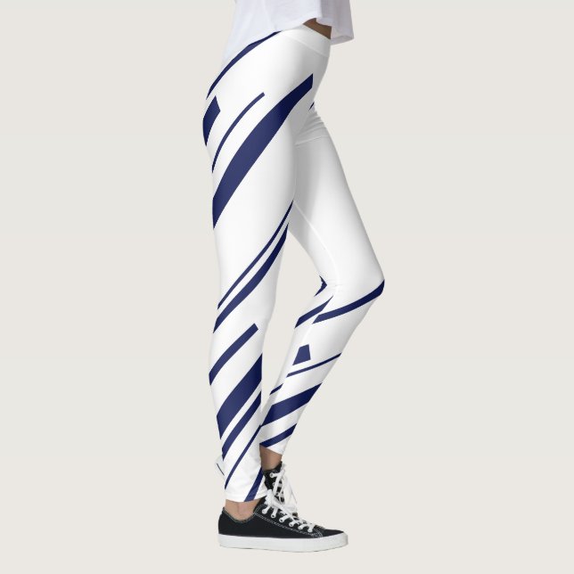Diagonals in Blue and White Leggings (Right)