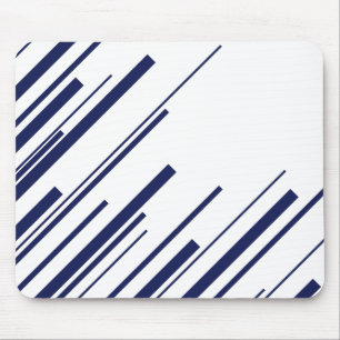 Diagonals in Blue and White Mouse Pad