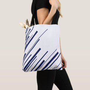 Diagonals in Blue and White Tote Bag