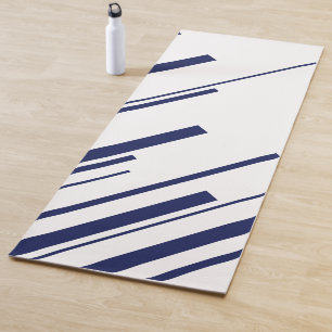 Diagonals in Blue and White Yoga Mat