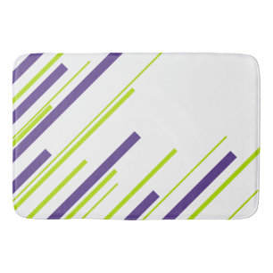 Diagonals in Lime Green and Purple Bath Mat