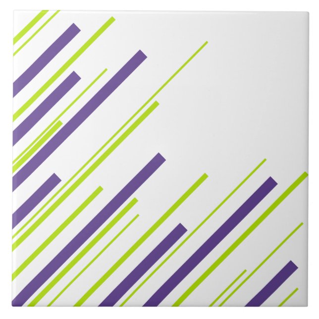 Diagonals in Lime Green and Purple Ceramic Tile (Front)