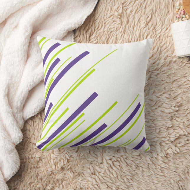 Diagonals in Lime Green and Purple Cushion (Blanket)
