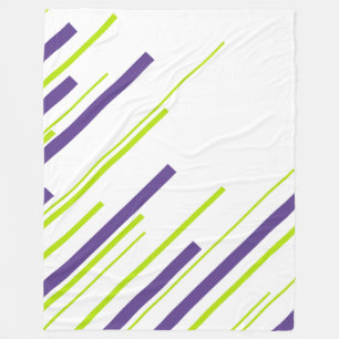 Diagonals in Lime Green and Purple Fleece Blanket