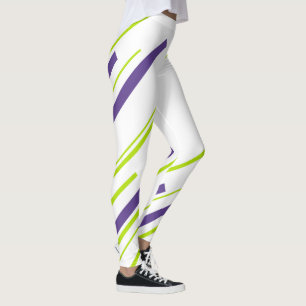 Diagonals in Lime Green and Purple Leggings