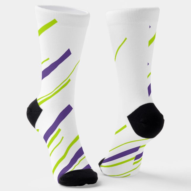 Diagonals in Lime Green and Purple Socks (Angled)