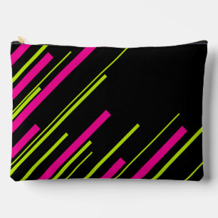 Diagonals in Lime Green, Hot Pink and Black Accessory Pouch