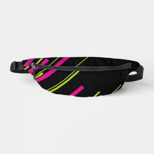 Diagonals in Lime Green, Hot Pink and Black Bum Bags
