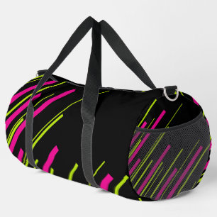 Diagonals in Lime Green, Hot Pink and Black Duffle Bag