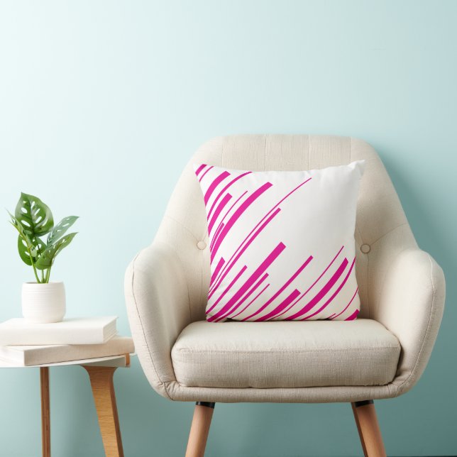 Diagonals in Magenta and White Cushion (Chair)
