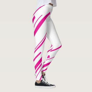 Diagonals in Magenta and White Leggings