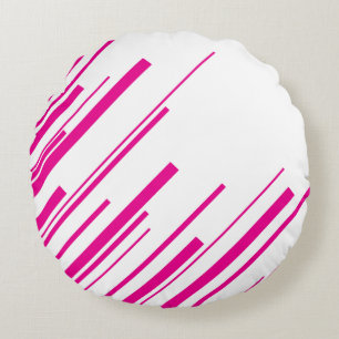 Diagonals in Magenta and White Round Cushion
