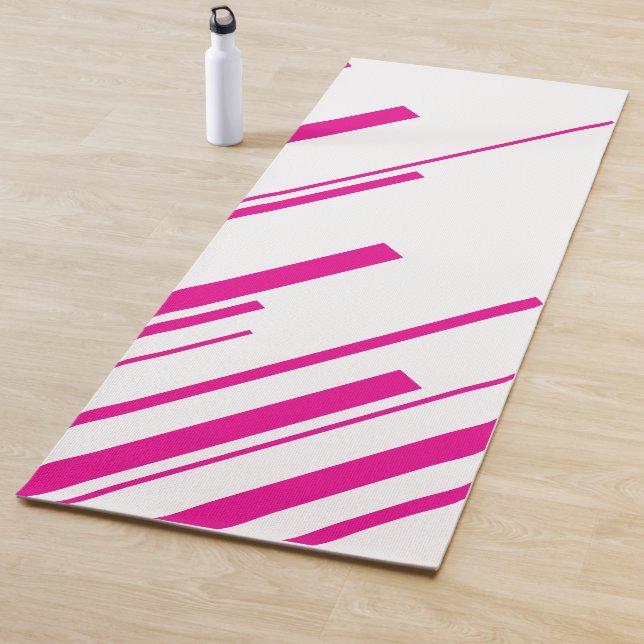 Diagonals in Magenta and White Yoga Mat (In Situ)