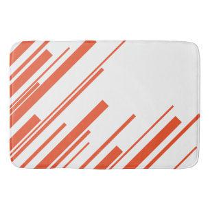 Diagonals in Orange and White Bath Mat