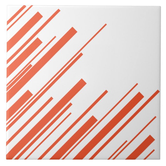 Diagonals in Orange and White Ceramic Tile (Front)