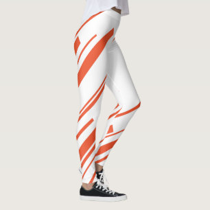 Diagonals in Orange and White Leggings