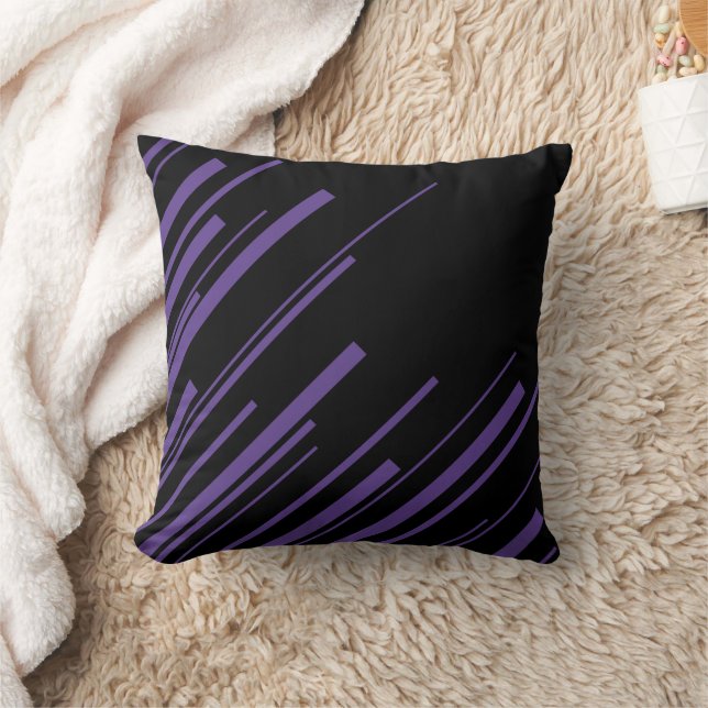 Diagonals in Purple and Black Cushion (Blanket)