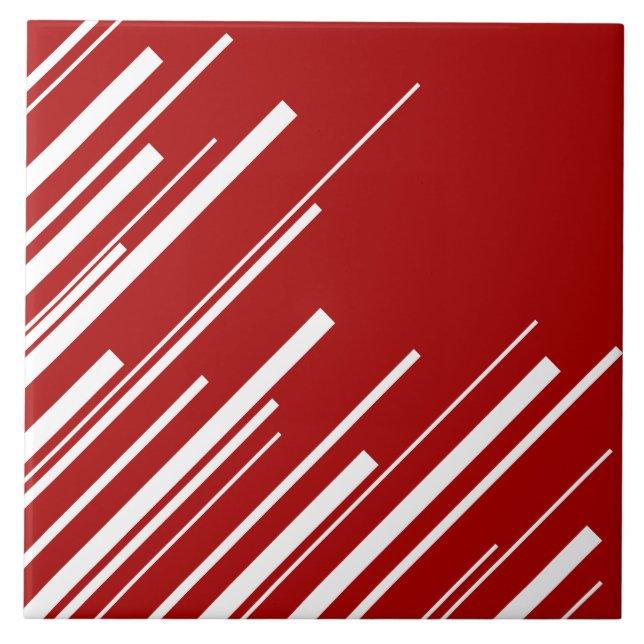 Diagonals in Red and White Ceramic Tile (Front)