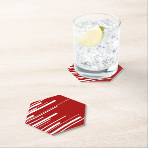 Diagonals in Red and White Paper Coaster
