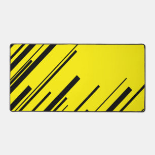 Diagonals in Yellow and Black Desk Mat