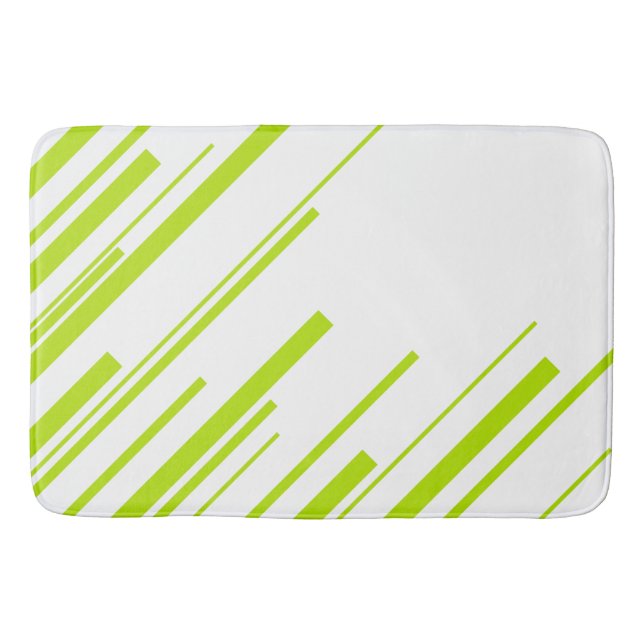 Diagonals - Lime Green and White Bath Mat (Front)