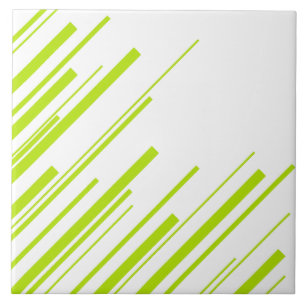 Diagonals - Lime Green and White Ceramic Tile