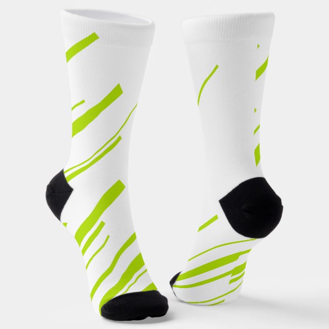 Diagonals - Lime Green and White Socks (Angled)