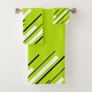 Diagonals - Lime Green Bath Towel Set