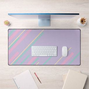 Diagonals - Pastel Pink, Yellow, Purple and Green Desk Mat