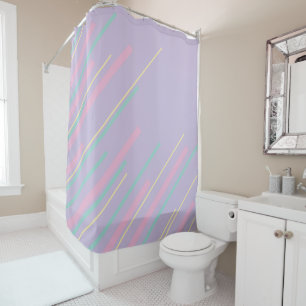 Diagonals - Pastel Pink, Yellow, Purple and Green Shower Curtain