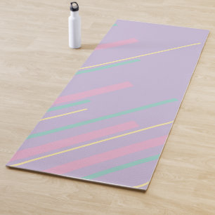 Diagonals - Pastel Pink, Yellow, Purple and Green Yoga Mat