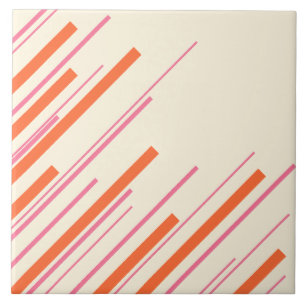 Diagonals - Pink, Orange and Cream Ceramic Tile
