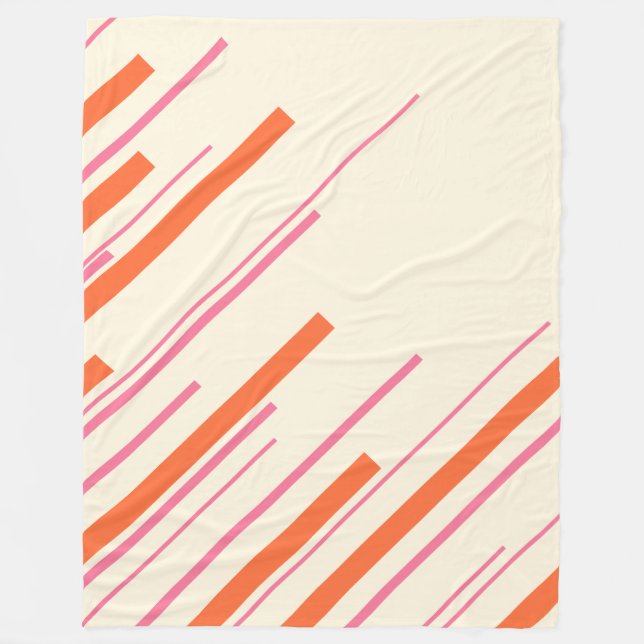 Diagonals - Pink, Orange and Cream Fleece Blanket (Front)