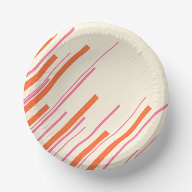 Diagonals - Pink, Orange and Cream Paper Plate (Front)