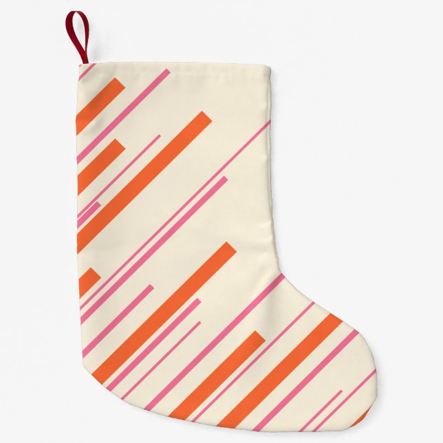 Diagonals - Pink, Orange and Cream Small Christmas Stocking (Front)