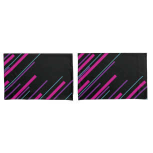 Diagonals - Pink, Purple, Blue and Black Pillowcase