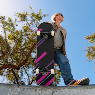 Diagonals - Pink, Purple, Blue and Black Skateboard