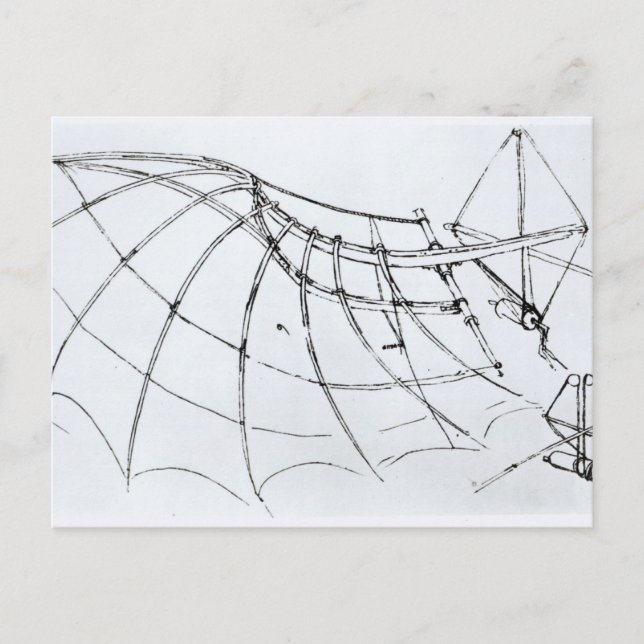 Diagram of a mechanical wing postcard (Front)