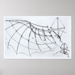 Diagram of a mechanical wing poster