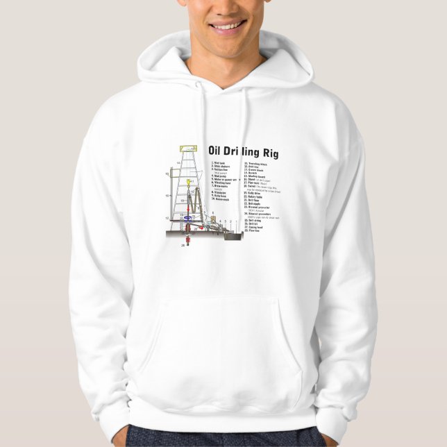 Diagram of an Oil Drilling Rig Tower Hoodie (Front)