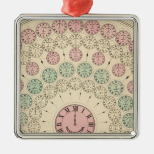 Diagram of difference of time between places metal ornament