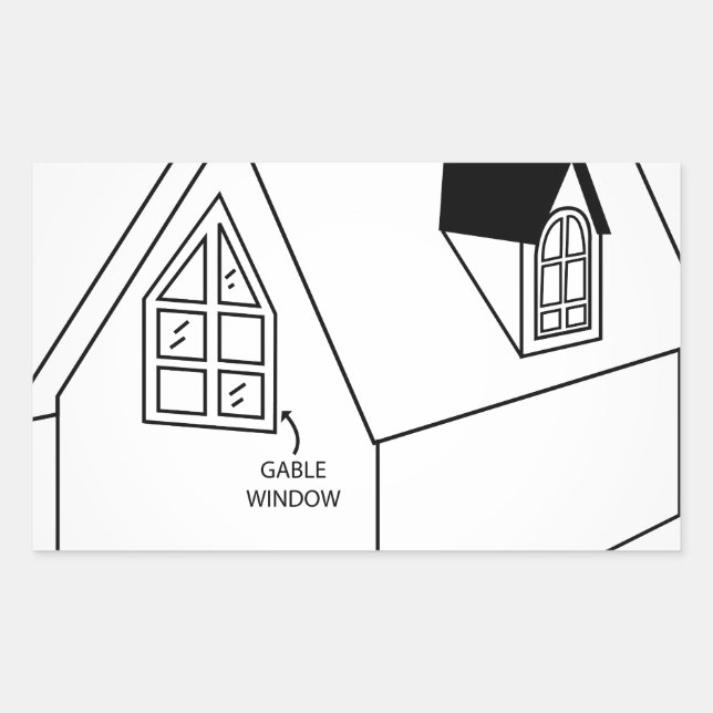Diagram of dormer and gable window rectangular sticker (Front)