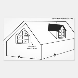 Diagram of dormer and gable window rectangular sticker