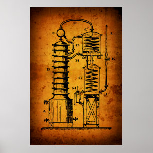 DIAGRAM of VINTAGE LIQUOR STILL Poster
