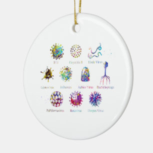 Diagram showing different kinds of viruses ceramic ornament