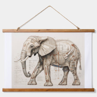 Diagrammatic African Elephant Hanging Tapestry