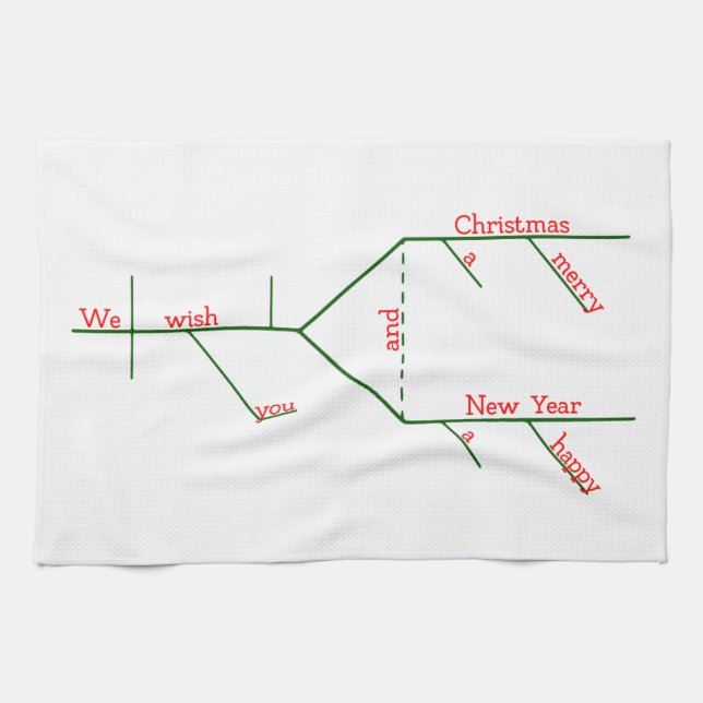 Diagrammed Sentence Christmas Carol Tea Towel (Horizontal)